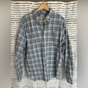 Men's Comfort Stretch Oxford Shirt, Slightly Fitted Untucked Fit, Plaid